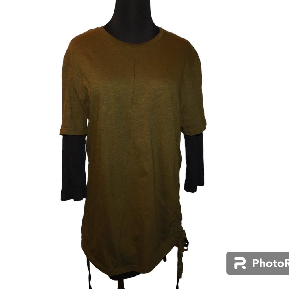 Punk Royal Layered Long Sleeve Tee Shirt With Drawstring Sides Size Small